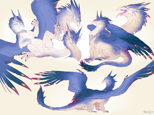 2019 4:3 animal_genitalia anus blue_body blue_feathers digital_media_(artwork) dragon feathered_dragon feathered_wings feathers feral fur furred_dragon genital_slit genitals male open_mouth patto simple_background sitting slit solo tongue white_background wings // 1280x960 // 897.7KB