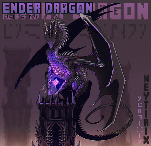 2020 absurd_res ambiguous_gender black_body claws detailed_background digital_media_(artwork) dragon ender_dragon feral hi_res horn jean? membrane_(anatomy) membranous_wings minecraft neytirix pupils scales scalie solo spines video_games video_in_description western_dragon wings // 2933x2835 // 1.4MB