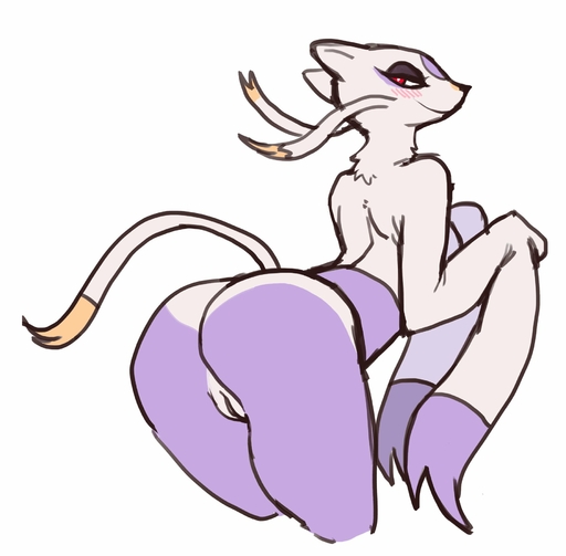 anthro blush butt female genitals hi_res looking_at_viewer looking_back mammal mienfoo mienshao pokemon_(species) pussy reccand simple_background solo video_games // 1809x1777 // 152.7KB