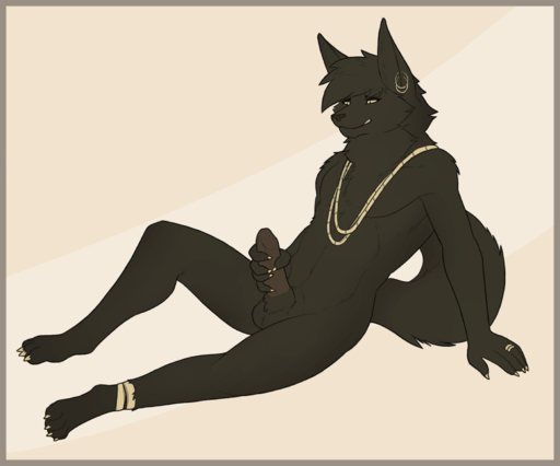 2018 anklet anthro anubian_jackal biped canid canine canis ear_piercing erection fuzzikayu hi_res jackal jewelry male mammal masturbation necklace penile penile_masturbation penis piercing rilohn ring simple_background sitting solo // 1789x1489 // 496.0KB