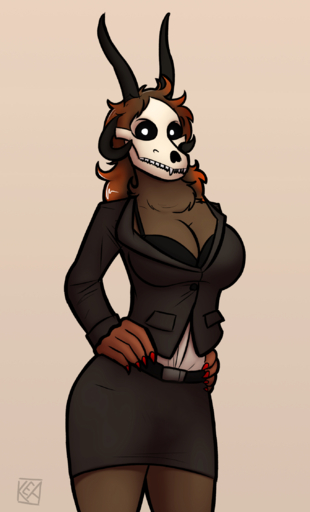 2017 anthro big_breasts black_sclera bone breasts canid canine cleavage clothed clothing curved_horn fan_character fangs female fur hands_on_hips hi_res highlights_(coloring) horn keadonger looking_at_viewer malo malo_0.9 mammal monster multicolored_body multicolored_fur pupils ram_horns red_highlights scp-1471 scp-1471-a scp_foundation simple_background skull skull_face skull_head solo undead white_eyes white_pupils // 1359x2248 // 1.7MB