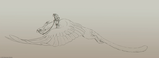 2019 bridle dragon duo feathered_dragon feathers feral flying fur furred_dragon human mammal reins riding saddle sythgara traditional_media_(artwork) // 1400x514 // 253.0KB