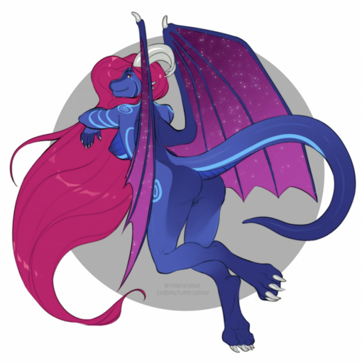 2019 4_toes 5_fingers anthro breasts digital_media_(artwork) dragon feet female fingers genitals hair hi_res horn melamoryblack membrane_(anatomy) membranous_wings non-mammal_breasts pussy scalie simple_background solo toes western_dragon wings // 1275x1280 // 973.2KB