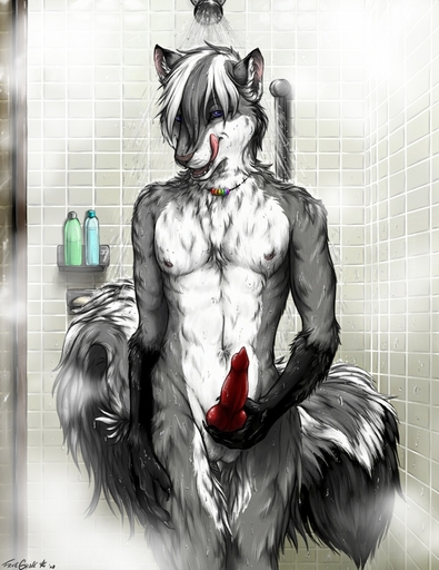 2008 anthro artyskox balls bathing erection fur genitals jewelry knot licking licking_lips licking_own_lips male mammal mephitid necklace nipples nude penis rainbow_necklace rainbow_symbol self_lick shower shower_head skunk solo stated_homosexuality stated_sexuality steam tile tile_wall tongue tongue_out truegrave9 wall_(structure) wet // 725x940 // 436.2KB