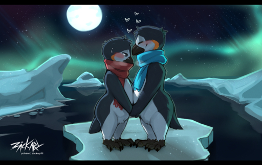 2021 <3 ambiguousambiguous ambiguous_gender anthro anthro_on_anthro aurora_borealis avian bird black_bars blush clothed clothing conditional_dnp detailed_background duo featureless_crotch hand_holding hi_res letterbox partially_clothed penguin scarf side_view zackary911 // 1741x1102 // 2.6MB