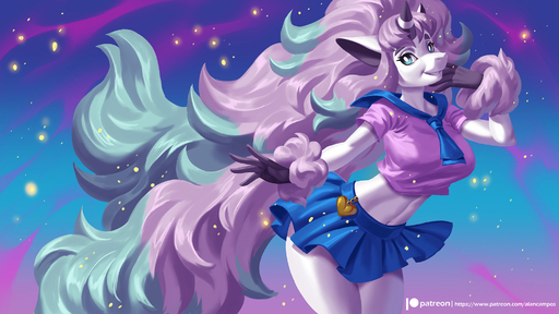 16:9 2019 5_fingers alanscampos anthro anthrofied breasts clothed clothing digital_media_(artwork) equid equine female fingers galarian_ponyta hair hi_res horn horse mammal pink_hair pokemon_(species) pokemorph regional_form_(pokemon) smile solo standing unicorn video_games widescreen // 2000x1125 // 422.5KB
