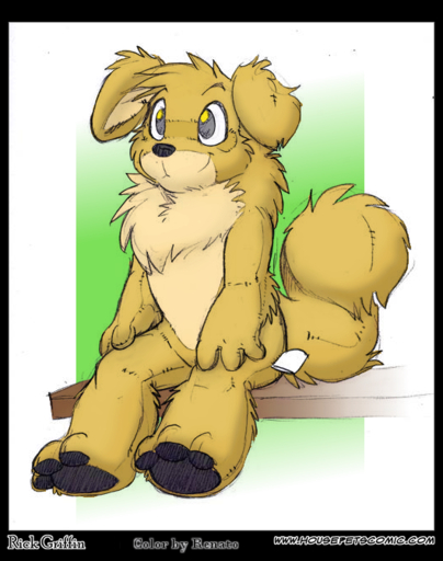 anthro biped canid canine canis domestic_dog english_text fur mammal plushie pomeranian renato rick_griffin shelf simple_background sitting smile solo spitz tag tarot_(housepets!) text webcomic webcomic_character yellow_body yellow_fur // 530x671 // 309.8KB