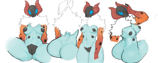 absurd_res anthro arthropod breasts butt female genitals goonie-san hi_res insect lepidopteran nintendo nipples nude pokemon pokemon_(species) pussy solo video_games volcarona // 5000x2000 // 2.9MB
