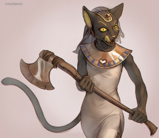 afnet_(clothing) ambiguous_gender anthro axe biped clothed clothing egyptian egyptian_clothing egyptian_headdress felid headdress headgear headwear hi_res holding_object holding_weapon licking licking_lips licking_own_lips looking_at_viewer mammal melanistic melee_weapon pantherine pupils self_lick simple_background slit_pupils solo standing tongue tongue_out totesfleisch8 uraeus weapon yellow_eyes // 1920x1662 // 427.5KB