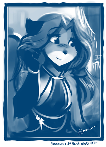 2020 anthro blue_and_white blush bracelet canid canine clothed clothing conditional_dnp dress female fox hi_res jewelry keidran laura_(twokinds) looking_aside mammal monochrome raised_hand shy sketch smile solo tom_fischbach twokinds webcomic webcomic_character // 885x1229 // 876.4KB