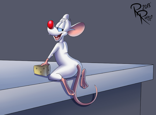anthro butt cheese dairy_products food happy hi_res male mammal mouse murid murine pinky_(warner_brothers) pose rodent rotten_robbie signature solo // 1676x1238 // 661.7KB