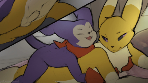 2022 2d_animation anal anal_penetration animated anthro balls conditional_dnp dacad digimon_(species) duo eyes_closed genitals impmon male malemale male_penetrated male_penetrating male_penetrating_male penetration penis renamon scarf sex // 1200x675 // 7.5MB
