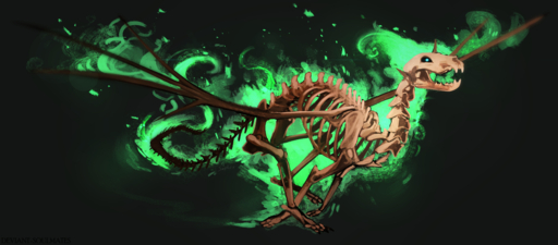 2019 absurd_res ambiguous_gender animated_skeleton bone bone_dragon deviant-soulmates digital_media_(artwork) dragon feral glowing glowing_eyes hi_res magic simple_background skeleton solo undead // 4155x1828 // 6.1MB