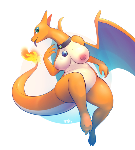 2018 3_toes 4_fingers absurd_res anthro areola b-epon barefoot belly big_breasts biped blue_eyes breasts charizard collar collar_only curvy_figure digital_media_(artwork) dragon eyelashes feet female fingers fire flaming_tail hi_res horn long_neck looking_at_viewer mature_anthro mature_female mega_stone membrane_(anatomy) membranous_wings nintendo nipples non-mammal_breasts nude orange_body orange_horn orange_scales pink_areola pink_nipples pink_tongue pokemon pokemon_(species) pokemorph puffy_nipples reptile scales scalie shaded shard signature simple_background slightly_chubby smile solo thick_tail thick_thighs toes tongue tongue_out video_games voluptuous white_background white_belly white_body white_scales wide_hips wings // 3668x4077 // 3.3MB