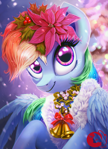 2017 accessory blue_body blue_feathers equid equine feathered_wings feathers female feral flower flower_in_hair friendship_is_magic hair hair_accessory horse mammal multicolored_hair my_little_pony pegasus plant rainbow_dash_(mlp) rainbow_hair smile solo sorc wings // 800x1100 // 1.1MB