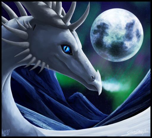 2018 black_sclera blue_eyes detailed_background digital_media_(artwork) dragon glacierdragon headshot_portrait hi_res horn moon night outside portrait sky star starry_sky // 1587x1437 // 2.9MB