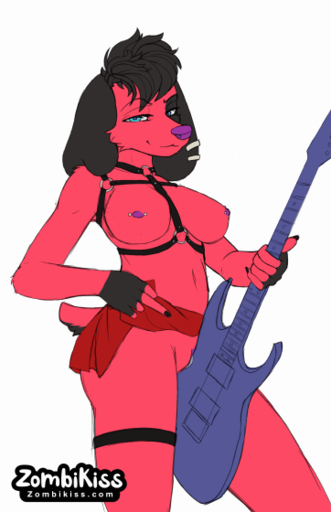 animated breasts canid canine canis cherry_(animal_crossing) domestic_dog female gesture grinding guitar humping mammal middle_finger musical_instrument nipple_piercing nipples piercing plant plucked_string_instrument punk short_playtime solo string_instrument video_games zombikiss // 362x560 // 206.7KB