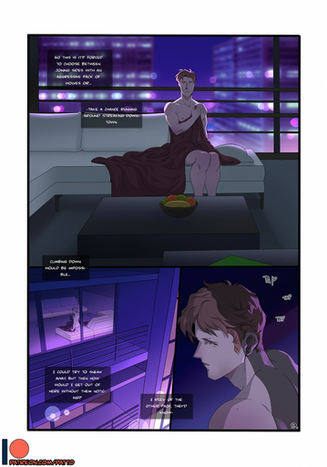 2021 5_fingers brown_hair comic detailed_background digital_media_(artwork) english_text fingers hair hi_res human inside male mammal night nude orange_eyes patto solo text // 898x1280 // 207KB