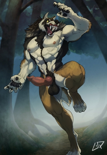 abs absurd_res action_pose animal_genitalia animal_penis anthro balls black_pawpads body_hair brown_body brown_fur canid canine canine_penis claws digitigrade erection fangs fog forest fur genitals happy_trail hi_res knot male mammal muscular muscular_anthro muscular_male neck_tuft night nude on_one_leg open_mouth pawpads penis phinnherz plant pose sharp_teeth sheath solo standing tan_body tan_fur teeth tree tuft vein veiny_penis were werecanid werecanine werewolf white_body white_fur yellow_eyes // 1800x2600 // 515.9KB