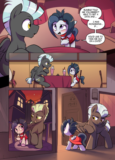 2021 absurd_res accidentally_gay blush brother brothers clothed clothing comic crossdressing cub date disguise duo english_text equid equine feral friendship_is_magic hasbro hi_res horse male mammal my_little_pony pegasus pestil rumble_(mlp) shinodage sibling text thunderlane_(mlp) wings young // 1800x2500 // 2.0MB