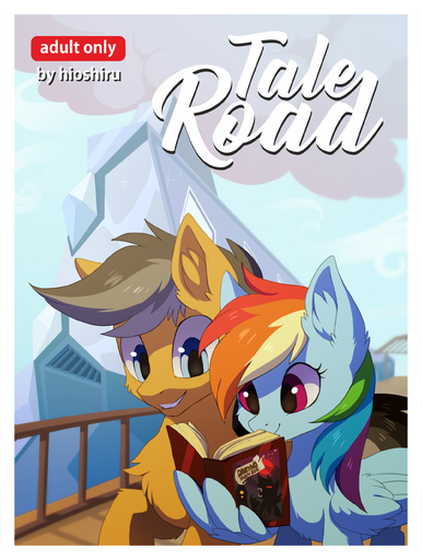 absurd_res age_restriction blue_eyes book comic cover cover_art cover_page duo english_text equid equine female feral grey_hair hair hi_res hioshiru hooves horse male mammal multicolored_hair pegasus quibble_pants_(mlp) rainbow_dash_(mlp) rainbow_hair reading smile text wings // 2000x2655 // 2.1MB