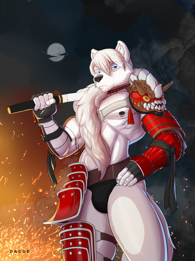 anthro armor canid canine canis hi_res katana male mammal melee_weapon racoe sword warrior weapon wolf // 1000x1333 // 1.2MB
