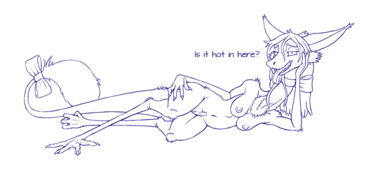 bedroom_eyes blue_and_white breasts dialogue female genitals half-closed_eyes hi_res looking_at_viewer lord_magicpants lying mammal monochrome narrowed_eyes nude on_side out-of-placers pussy ribbons seductive solo tail_bow tail_ribbon tongue webcomic webcomic_character yinglet // 1600x740 // 69.0KB