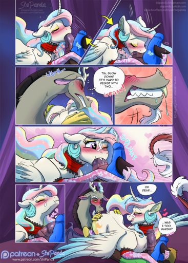 2018 69_position <3 <3_eyes anus blush bodily_fluids chimera clenched_teeth cum cum_in_mouth cum_inside cum_on_face cutie_mark dialogue digital_media_(artwork) diphallism discord_(mlp) draconequus drinking drinking_cum duo ejaculation english_text equid equine eyes_closed facial_hair fangs feathered_wings feathers fellatio female feral friendship_is_magic genital_fluids genitals goatee hair hasbro hi_res hoofjob hooves horn horse knot long_hair male malefemale mammal multi_genitalia multi_penis multicolored_hair multicolored_tail my_little_pony oral patreon penile penis premature_ejaculation princess_celestia_(mlp) purple_eyes pussy sex stepandy sweat teeth text url winged_unicorn wings yellow_sclera // 1200x1674 // 2.4MB