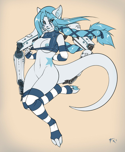 2011 android anthro arm_warmers armwear big_breasts blue_hair blue_nipples blue_nose blue_pawpads blush bottomless braided_hair breasts chaosie claws cleavage cleavage_cutout clothed clothing digital_media_(artwork) featureless_crotch female flashing fluff-kevlar footwear hair hindpaw lacing legwear long_hair looking_at_viewer machine markings navel nipples nude pattern_armwear pattern_clothing pattern_legwear pawpads paws pigtails restricted_palette robot robot_arm smile socks solo striped_armwear striped_clothing striped_legwear stripes teeth toeless_footwear toeless_socks twin_braids white_body wide_hips // 936x1141 // 179.3KB