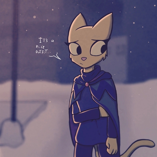 1:1 anthro bethesda_softworks clothed clothing dialogue enginetrap english_text felid female front_view fur hi_res katia_managan khajiit mammal outside prequel snow solo standing text the_elder_scrolls video_games webcomic webcomic_character yellow_body yellow_fur // 1280x1280 // 165.0KB