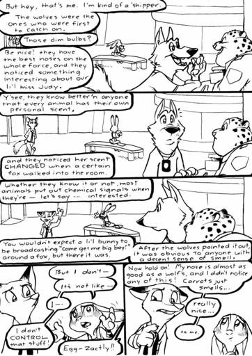 2016 anthro badge benjamin_clawhauser blush buckteeth canid canine canis caught cheetah clothing comic dialogue disney ears_down english_text eric_schwartz felid feline female fox fur hi_res judy_hopps lagomorph leporid male mammal monochrome necktie nick_wilde officer_wolfard open_mouth pivoted_ears police police_uniform rabbit smile speech_bubble spots spotted_body spotted_fur teeth text uniform wave wolf zootopia // 906x1280 // 327.2KB