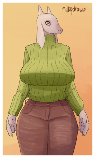 anthro big_breasts boss_monster bottomwear bovid breasts caprine claws clothing denim denim_clothing felid female floppy_ears goat horn huge_breasts hybrid jeans lion mammal mature_anthro mature_female milkydraws8 monster pantherine pants paws red_eyes simple_background solo standing sweater thick_thighs topwear toriel undertale video_games // 530x883 // 302KB