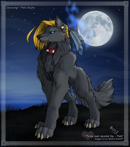 2007 blue_eyes canid canine canis collar digital_media_(artwork) female feral fleki_(character) mammal night outside sky solo star starry_sky wolf wolfy-nail // 663x750 // 109.4KB