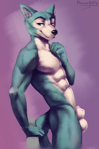 2020 abs absurd_res animal_genitalia anthro balls beastars bedroom_eyes biceps big_muscles black_nose blue_body blue_fur brown_eyes butt canid canine canis countershade_face countershade_fur countershade_torso countershading digital_media_(artwork) digital_painting_(artwork) fist flaccid fully_sheathed fur genitals hand_on_chest hi_res leaning leaning_back legoshi_(beastars) looking_at_viewer male malemale mammal multicolored_body multicolored_fur muscular muscular_anthro muscular_male narrowed_eyes nipples nude pecs penis phenyanyanya pinup portrait pose purple_background seductive sheath side_view signature simple_background smile solo standing three-quarter_portrait white_balls white_body white_countershading wolf // 2720x4096 // 499.8KB