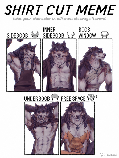 2021 abs anthro anvil apron armpit_tuft arms_above_head athletic athletic_anthro athletic_male bandage bandaged_chest bare_chest belt bottomwear braided_hair brown_body brown_fur canid canine canis chest_wraps clothed clothing clothing_lift digital_media_(artwork) duo einarr_(personalami) english_text eye_scar facial_scar fennec fox fur grey_body grey_fur hair hammer hand_on_chest hi_res holding_hammer holding_object holding_tool jewelry khiara_(personalami) looking_aside looking_at_another looking_at_viewer looking_down male mammal meme muscular muscular_anthro muscular_male navel necklace nipples open_clothing open_mouth open_shirt open_smile open_topwear pants pecs personalami scar shaded shirt shirt_lift smile solo_focus tan_body tan_fur teeth text tools topwear vulpes wolf wraps // 1506x2000 // 1.1MB