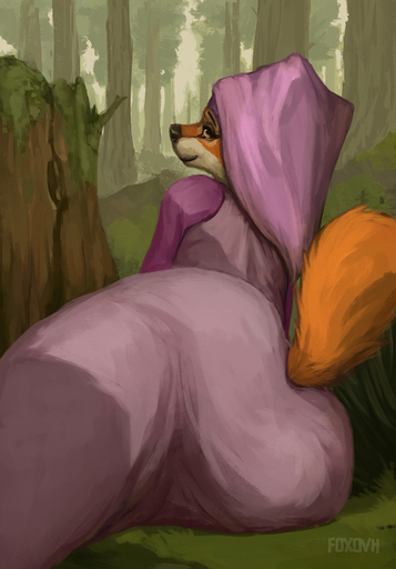 2019 anthro black_eyebrows black_nose canid canine clothed clothing detailed_background digital_media_(artwork) digital_painting_(artwork) disney dress eyebrows female forest fox foxovh fully_clothed fur headdress hi_res looking_at_viewer looking_back lying maid_marian mammal multicolored_body multicolored_fur on_side orange_body orange_eyes orange_fur orange_tail outside pink_clothing pink_dress pinup plant pose robin_hood_(disney) smile solo tree two_tone_body two_tone_fur white_body white_fur wimple // 892x1280 // 533.5KB