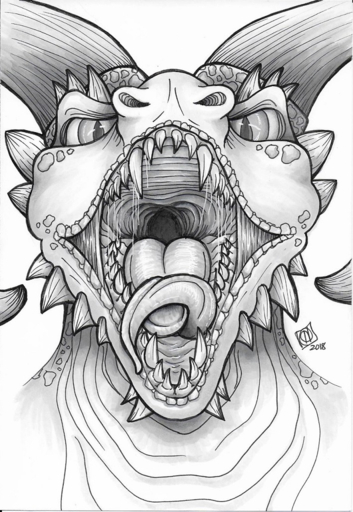 bodily_fluids dragon fangs feral hananners mouth_shot open_mouth palate saliva scalie teeth throat tongue traditional_media_(artwork) vore western_dragon // 709x1027 // 934.5KB