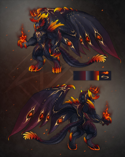 2019 anthro averrisvis black_body black_scales claws curved_horn digital_media_(artwork) dragon hi_res horn male model_sheet scales solo spines standing teeth wings // 1497x1881 // 2.7MB