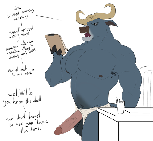 2019 anthro armpit_hair balls big_penis body_hair bovid bovine briefs cape_buffalo chief_bogo clothing disney doost english_text erection genitals hi_res holding_object horn humanoid_genitalia humanoid_penis male mammal mostly_nude muscular muscular_anthro muscular_male nipples pecs penis penis_through_fly poking_out simple_background solo text tighty_whities underwear unprofessional_behavior vein white_background white_clothing white_underwear zootopia // 2574x2366 // 903.8KB