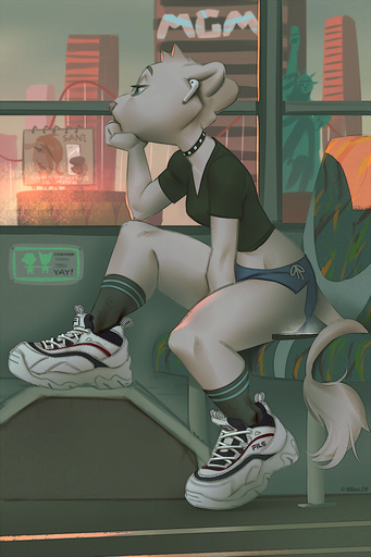 2019 airpods anthro arm_support bottomwear bus cellphone city clothed clothing collar commercial_vehicle crop_top digital_media_(artwork) felid female footwear fully_clothed fur headphones leaning_on_elbow legwear lion mammal midriff miles_df pantherine phone public_transportation shirt shoes shorts side_view sierra_(father_of_the_pride) skyscraper sneakers socks solo statue_of_liberty text text_on_clothing text_on_footwear text_on_shoes topwear vehicle vehicle_for_hire white_body white_fur // 633x950 // 758.1KB