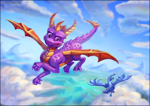 ambiguous_gender barefoot black_border blue_body blue_skin border claws cloud detailed dragon feet feral flying hida horn male nude outside purple_body purple_eyes purple_skin red-izak scales scalie sharp_claws size_difference smile spyro toe_claws video_games western_dragon wings // 1004x711 // 695.0KB