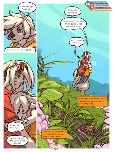 2019 5_fingers anthro axe blue_eyes breasts clothed clothing comic detailed_background digital_media_(artwork) domestic_cat emotional english_text estella_(zummeng) evie_(zummeng) felid feline felis female fingers hair hi_res mammal melee_weapon pantherine text tiger weapon white_hair zummeng // 1189x1600 // 1.1MB