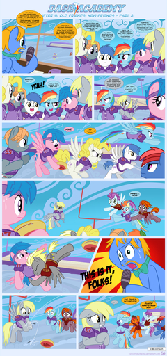 2012 absurd_res amber_eyes blonde_hair blue_body blue_feathers blue_fur blush clothing cloud comic cutie_mark dancing derpy_hooves_(mlp) dialogue digital_media_(artwork) disappointed embarrassed english_text equid equine facepalm feathered_wings feathers female feral firefly_(pre-g4) friendship_is_magic fur grey_body grey_fur group hair hasbro hi_res horse lacing male mammal multicolored_hair my_little_pony pegasus rainbow_dash_(mlp) rainbow_hair sorc sport surprise_(pre-g4) tackle text uhoh uniform wings yellow_eyes // 1225x2616 // 2.0MB