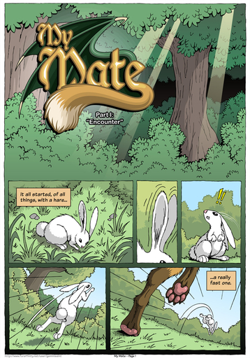 2015 anthro canid canine chasing claws comic detailed_background duo english_text feet feral forest fur geminisaint grass hi_res lagomorph leporid mammal membrane_(anatomy) membranous_wings nature outside pawpads plant rabbit running text tree wings // 896x1280 // 566.4KB
