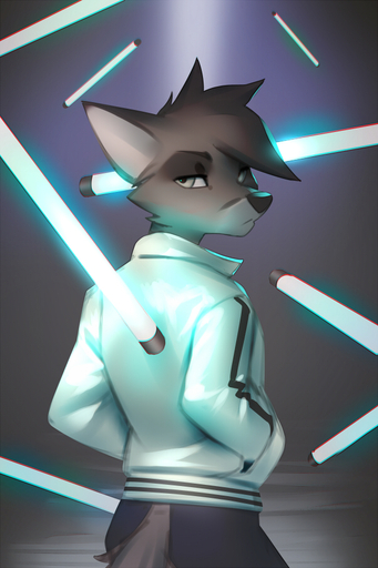 2020 2:3 anthro bottomwear butt canid canine clothing fluorescent_light fox fur hands_in_pockets jacket looking_back male mammal miles_df pants pockets solo topwear // 600x900 // 403.7KB