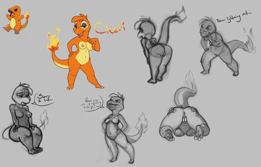 2016 anthro anus bedroom_eyes breasts butt charmander dialogue english_text female front_view grey_background hands_on_hips happy multiple_images narrowed_eyes nipples non-mammal_breasts nude orange_body pokemon_(species) presenting presenting_anus presenting_hindquarters rear_view sad scalie seductive simple_background siroc sitting sketch solo spread_butt spreading standing text video_games // 1280x821 // 110.0KB