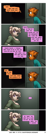absurd_res alphonse_(james_howard) anthro canid canine canis comic dialogue domestic_cat domestic_dog duo english_text felid feline felis female hi_res james_howard jill_(james_howard) male mammal patreon text url // 1214x3434 // 1.7MB
