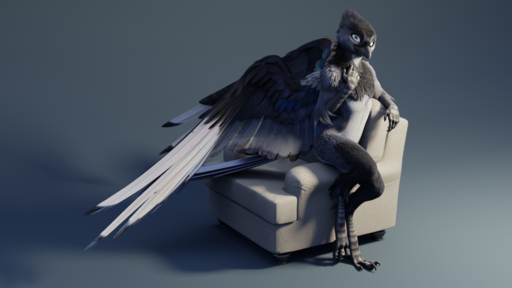 16:9 2020 3d_(artwork) 4_toes 5_fingers anisodactyl anthro arm_tuft avian beak bird bird_feet black_body black_feathers blender_(software) blue_eyes chair chest_tuft claws corvid digital_media_(artwork) digitigrade elbow_tufts feathered_wings feathers feet finger_claws fingers full-length_portrait furniture gradient_background grey_body grey_feathers hi_res jykinturah_(character) looking_at_viewer magpie_(corvid) male nude oscine passerine pinup portrait pose ruaidri scales simple_background sitting solo tail_feathers toe_claws toes tuft white_body white_feathers widescreen wings // 1920x1080 // 2.6MB