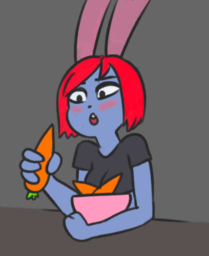 2018 2d_animation 4_fingers abbie_(chelodoy) animated anthro big_ears blue_body blue_fur bowl breasts carrot chelodoy container digital_media_(artwork) eating female fingers food frame_by_frame fur grey_background hair lagomorph leporid mammal plant rabbit reaction_image red_hair short_playtime simple_background solo vegetable // 900x1100 // 842.2KB