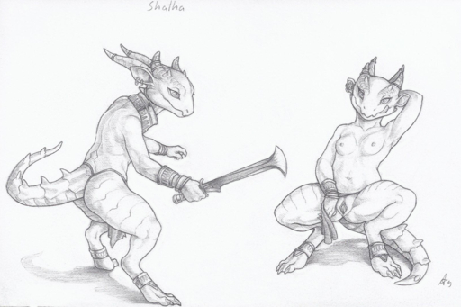 2019 anklet anthro bottomwear bottomwear_aside bracelet breasts claws clothed clothing clothing_aside crestfallenartist crouching digitigrade ear_piercing ear_ring female fighting_pose flashing furgonomics genitals greyscale holding_object holding_weapon horn horn_ring jewelry kobold loincloth loincloth_aside looking_at_viewer melee_weapon monochrome navel nipples non-mammal_breasts piercing pose presenting presenting_pussy pussy scales scalie signature simple_background small_breasts solo spiked_tail spikes spikes_(anatomy) spread_legs spreading standing sword toe_claws tongue tongue_out topless traditional_media_(artwork) weapon white_background // 1300x866 // 1019.5KB